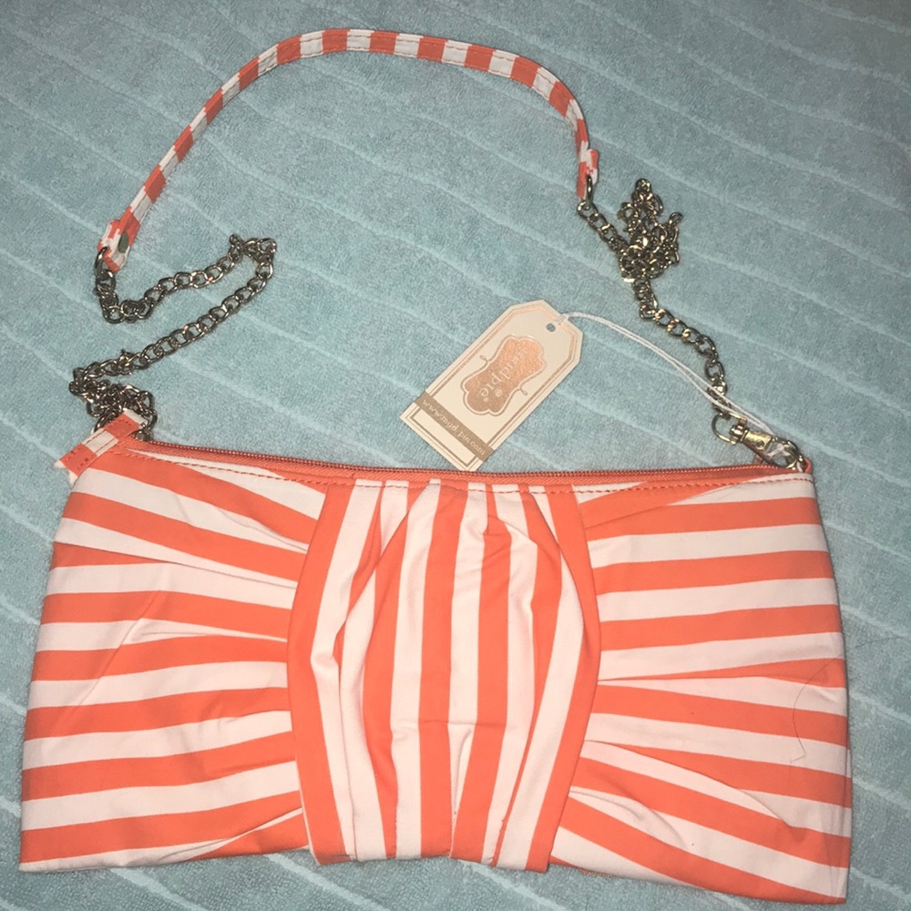 Mud Pie Gameday Stripes Bow Purse